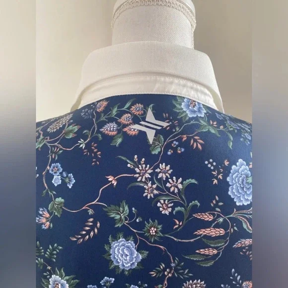 Tuckernuck Sport Sleeveless Caroline Polo Shirt in Navy Wildflower Size Medium - Picture 4 of 8